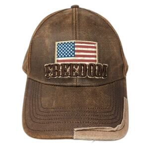 Farm Boy Baseball Cap Brown One Size Freedom American Flag Map Slideback Hat